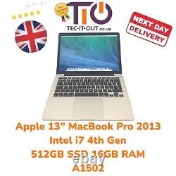 Apple 13 Inch MacBook Pro 2013 Intel i7 4th Gen 512GB SSD 16GB RAM A1502