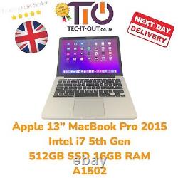 Apple 13 MacBook Pro 2015 Intel i7 5th Gen 512GB SSD 16GB RAM A1502