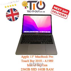 Apple 13 MacBook Pro Touch Bar 2018 Intel i5 8th Gen 256GB SSD 16GB RAM A1989