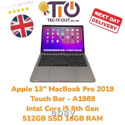 Apple 13 MacBook Pro Touch Bar 2019 Intel i5 8th Gen 512GB SSD 16GB RAM A1989