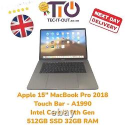 Apple 15 MacBook Pro Touch Bar 2018 Intel i7 8th Gen 512GB SSD 32GB RAM A1990