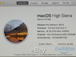 Apple 2017 MacBook Pro Retina Touch Bar 15 2.8GHz I7 256GB SSD 16GB MPTR2LL/A