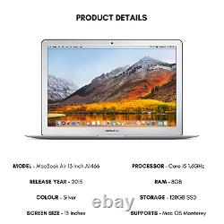 Apple MacBook Air 13 Inch Laptop 2015 Core i5 1.6GHz 8GB Ram 128GB Ssd A1466
