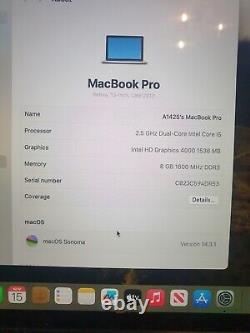 Apple MacBook Pro 13 A1425 i5-3210M 128GB SSD, 8GB RAM MacOs Sonoma Laptop