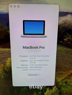 Apple MacBook Pro 13 Core i5 2.4GHz 8GB RAM 240GB SSD MD313 macOS SONOMA