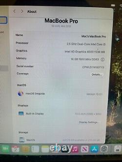 Apple MacBook Pro 13 Core i5 2.5GHz 16GB RAM 256GB HDD BLUE MS Office & SEQUOIA