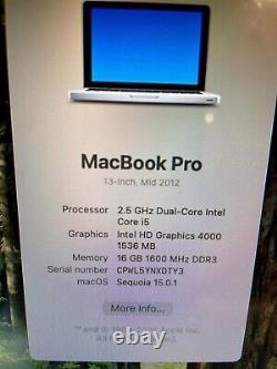 Apple MacBook Pro 13 Core i5 2.5GHz 16GB RAM 256GB HDD GREY MS-Office & SEQUOIA