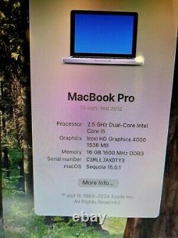 Apple MacBook Pro 13 Core i5 2.5GHz 16GB RAM 256GB HDD YELLOW MSOffice, SEQUOIA