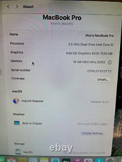 Apple MacBook Pro 13 Core i5 2.5GHz 16GB RAM 256GB SSD A1278 Microsoft Office