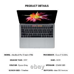 Apple MacBook Pro 13 Inch Laptop 2017 Core i7 3.5GHz 16GB Ram 256GB Ssd A1706