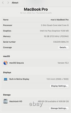 Apple MacBook Pro 13 Laptop 2020 A2251 Intel Core i5 512GB SSD 16GB RAM