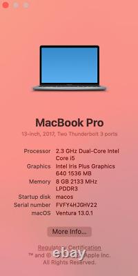 Apple MacBook Pro 13 Retina A1708 i5 7th Gen. 2017 128GB SSD 8GB RAM Ventura
