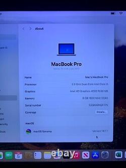 Apple MacBook Pro 13 Retina Core i5 2.5GHz 8GB RAM 128GB SSD MacOS SONOMA
