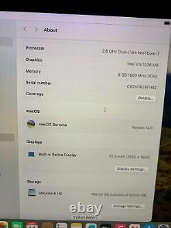 Apple MacBook Pro 13 Retina Core i7 2.8GHz 8GB RAM 512GB SSD MacOS SONOMA