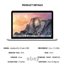 Apple MacBook Pro 15 Inch Laptop 2013 Core i7 2.3GHz 16GB Ram 128GB 512GB Ssd