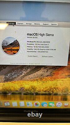 Apple MacBook Pro Mid 2012, 2.6 GHz Intel Dual Core i7, 16GB RAM, 1TB SSD