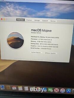 Apple MacBook Pro Retina 8GB RAM 121GB SSD 13.3inch Laptop Silver (IMMACULATE)