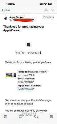 MacBook Pro 16 inch with care+ (512GB M3 Pro 18GB) Laptop Space Black MRW13B/A