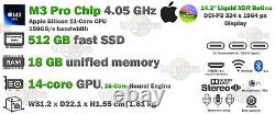 New Apple MacBook Pro 14.2? XDR M3 Pro 18GB RAM 512GB SSD 11C CPU, 14C GPU Laptop