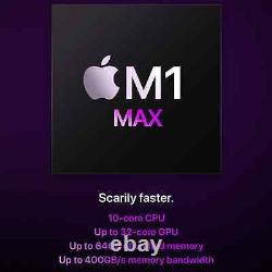 14 Pouces Apple Macbook Pro M1 Max 10-core Cpu 24-core Gpu 32gb Ram 1tb Ssd Nouveau