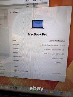 15 Apple MacBook Pro Milieu 2010 Intel i5 2.4GHz/ 8GB RAM/ 240GB SSD A1286