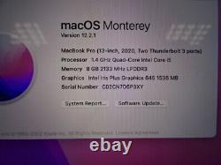 2020 Apple Macbook Pro 13,3 256 Go I5 10e Génération 1,4ghz 8 Go Space Gray (eux01372)