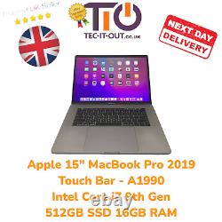 Apple 15 Macbook Pro Touch Bar 2019 Intel I7 9e Génération 512 Go Ssd 16 Go Ram A1990