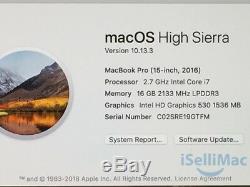 Apple 2016 Macbook Pro Retina Touch Bar 15 Ssd 16 Go 2.7ghz I7 512gb Mlh42ll / A