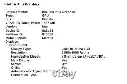 Apple MacBook Pro 13 2020 Gris Intel i5 10ème génération 16GB RAM 512GB SSD Clavier FR