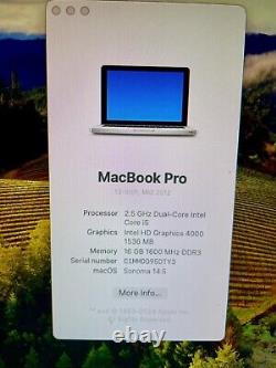 Apple MacBook Pro 13 Core i5 2.5GHz 16GB RAM 256GB SSD MD101 MacOS SONOMA
<br/>  	 <br/>
MacBook Pro 13 Core i5 2,5 GHz 16 Go RAM 256 Go SSD MD101 MacOS SONOMA