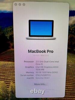 Apple MacBook Pro 13 Core i5 2.5GHz 16GB RAM 256GB SSD MD101 MacOS SONOMA  
 <br/>

		 <br/>  Translation: Apple MacBook Pro 13 Core i5 2.5GHz 16GB RAM 256GB SSD MD101 MacOS SONOMA