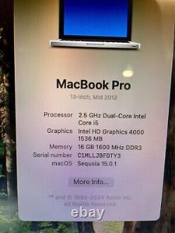 Apple MacBook Pro 13 Core i5 2.5GHz 16GB RAM 256GB SSD MS Office DERNIER MACOS