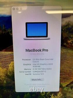 Apple MacBook Pro 13 Core i5 2.5GHz 8GB RAM 256GB SSD MD101 macOS SONOMA	
 
<br/> <br/>MacBook Pro 13 Core i5 2.5GHz 8GB RAM 256GB SSD MD101 macOS SONOMA
