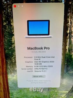 Apple MacBook Pro 13 Core i5 2.5GHz 8 Go RAM 512 Go SSD JAUNE MS-Office SEQUOIA