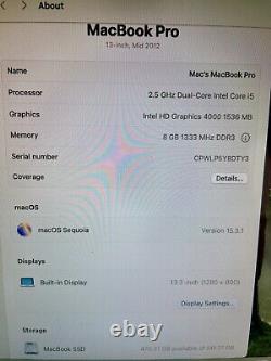 Apple MacBook Pro 13 Core i5 2.5GHz 8 Go RAM 512 Go SSD JAUNE MS-Office SEQUOIA