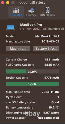 Apple MacBook Pro 13 Retina 2017 A1708 i5 7ème Génération 8Go Ram, 128Go SSD, Ventura	<br/>  
<br/>

(Note: 'Ventura' appears to be a brand or model name and is not translated)
