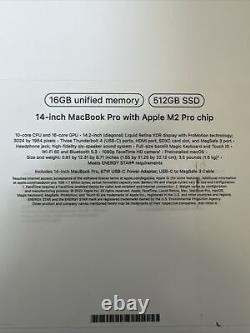 Apple MacBook Pro 14 (512 Go SSD, M2 Pro, 16 Go) Ordinateur portable Gris sidéral. Impeccable.