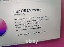 Apple ? MacBook Pro 15 ? I7 QC 3.4GHz ? 256 Go SSD ? 16 Go RAM GAMME BUDGET