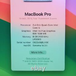 Apple MacBook Pro A1989 2019 13 Core i5-8279U 2.4GHz 4-Core 256GB 8GB RAM VG
	 	<br/>  <br/>	 
 MacBook Pro A1989 2019 13 Core i5-8279U 2.4GHz 4-Core 256GB 8GB RAM VG