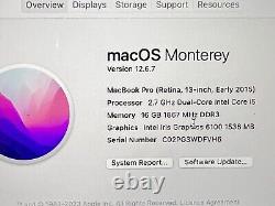 Apple MacBook Pro Retina 13.3 Ordinateur portable 2,7 GHz i5 16 Go RAM 128 Go SSD A1502 2015