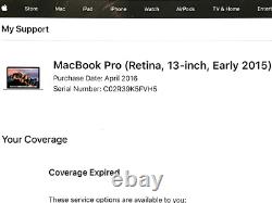 Apple MacBook Pro Retina 13.3 Ordinateur portable 2.7 GHz i5 8Go de RAM 128Go SSD A1502 2015