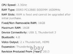 Apple MacBook Pro Retina 15 Fin 2013 2,3 GHz i7 8 Go RAM 256 Go SSD