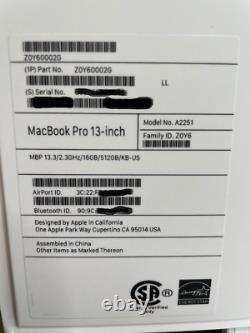 Apple Macbook Pro 13.3 2020 (512 Go Ssd, Intel Core I7 10e Génération, 16 Go) Garantie