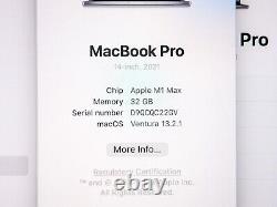Apple Macbook Pro 14 2021, M1 Max (10-core Cpu, 24-core Gpu), 32 Go De Ram, 1 To Ssd