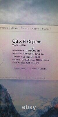 Apple Macbook Pro 17 Pouces Ordinateur Portable (mi 2009)