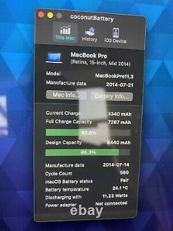 Apple Macbook Pro Retina 15.4 Core I7 Fin 2014 512gb Ssd 2,5ghz 16gb Gt750m