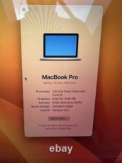 MacBook Pro 13 pouces Core i5 2,6Ghz 2014 8 Go de RAM 128 Go de SSD Office 2020