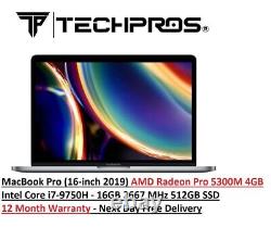 MacBook Pro (16 pouces 2019) Core i7 @ 2,6 GHz 6 cœurs 16 Go 512 Go SSD AMD Radeon Pro