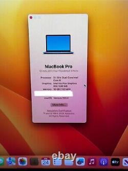 MacBook Pro modèle 2017, écran de 13 pouces avec Touch Bar, 16 Go de RAM DDR3, 256 Go de SSD, Intel Core i5