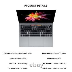 Ordinateur portable Apple MacBook Pro 13 pouces 2017 Core i7 3.5GHz Options diverses de RAM et de SSD